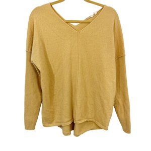 Soft Surroundings Etta Cashmere Pullover Sweater Tan Drop Shoulder V-Neck SMALL